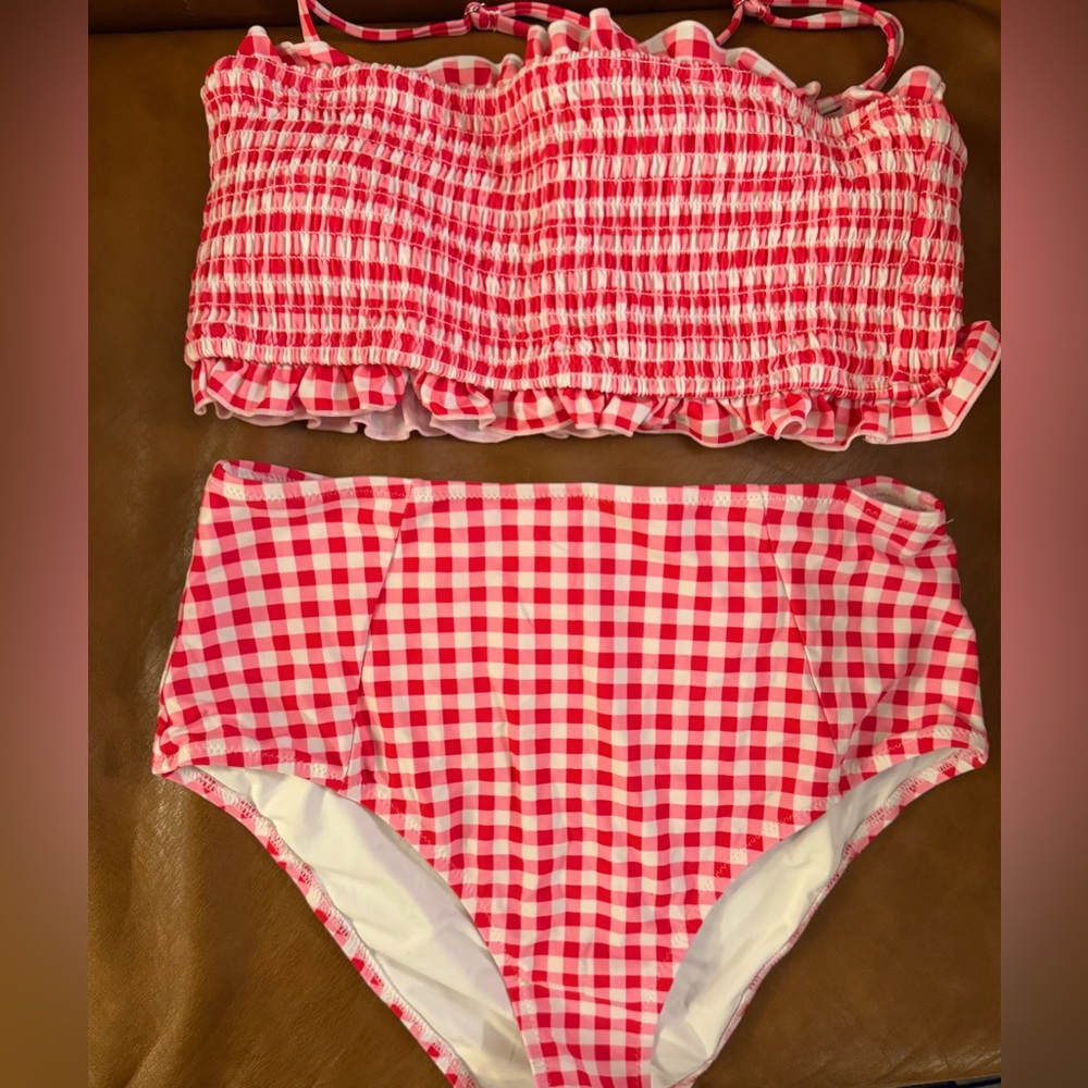Red and White Gingham bathing suit